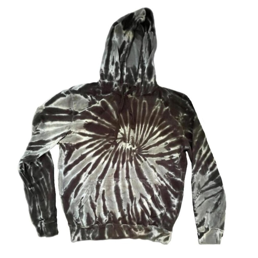 Black Jack Hoodie Black Grey Spiral Tie Dye Long Sleeve Pullover Medium